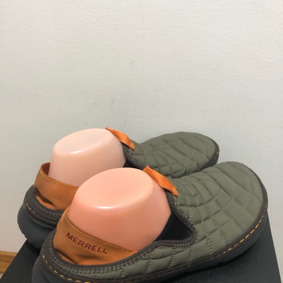 Merrell Moc II Men’s Olive and Orange Quilted Slip-On Shoes Size 9 - Picture 6 of 12